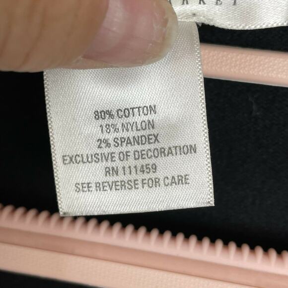 White House Black Market Black Taupe Trim Ribbon Tie Waist Cardigan Size S - Picture 8 of 9